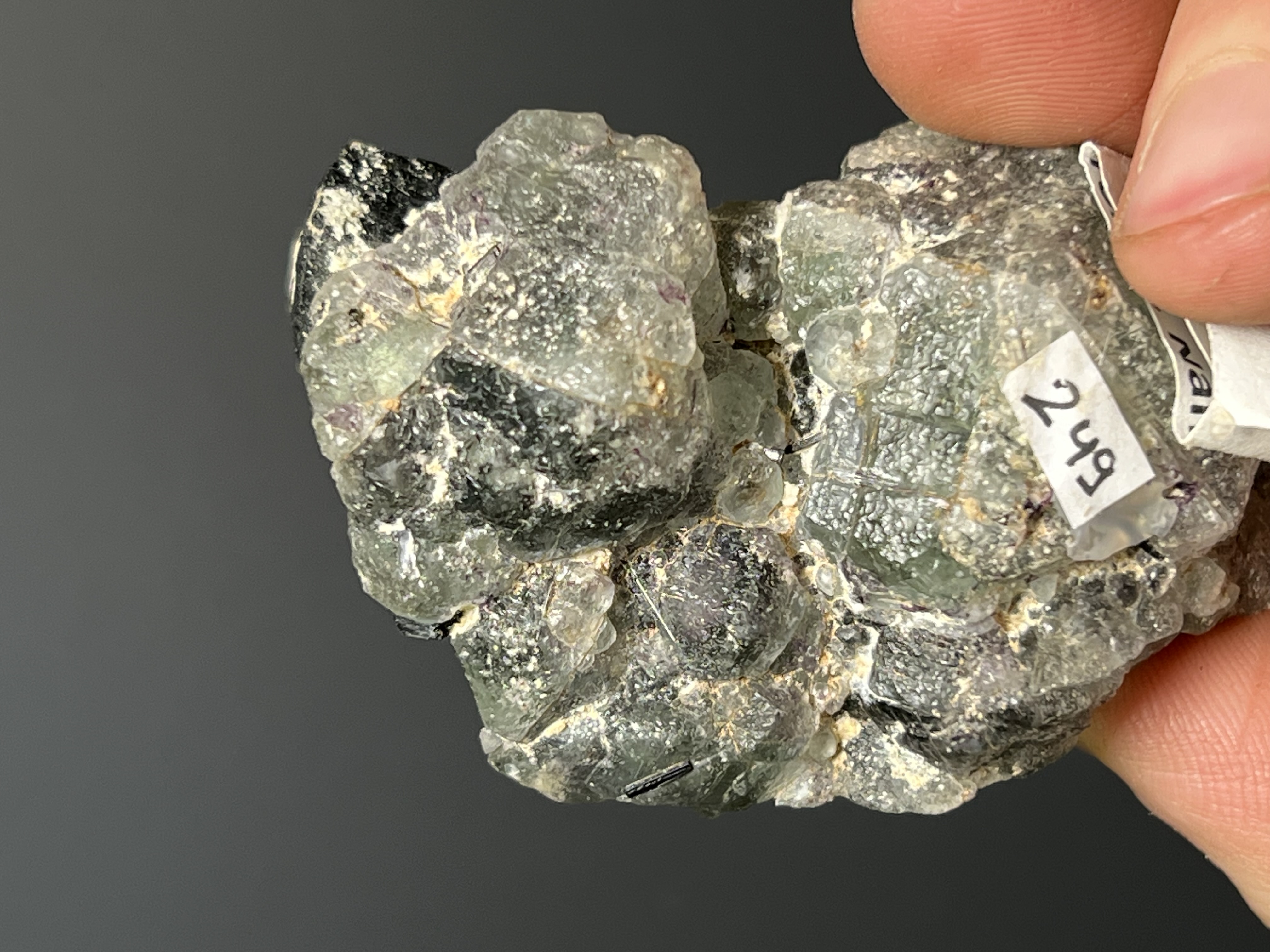 Fluorite On Tourmaline Schorl - Namibia