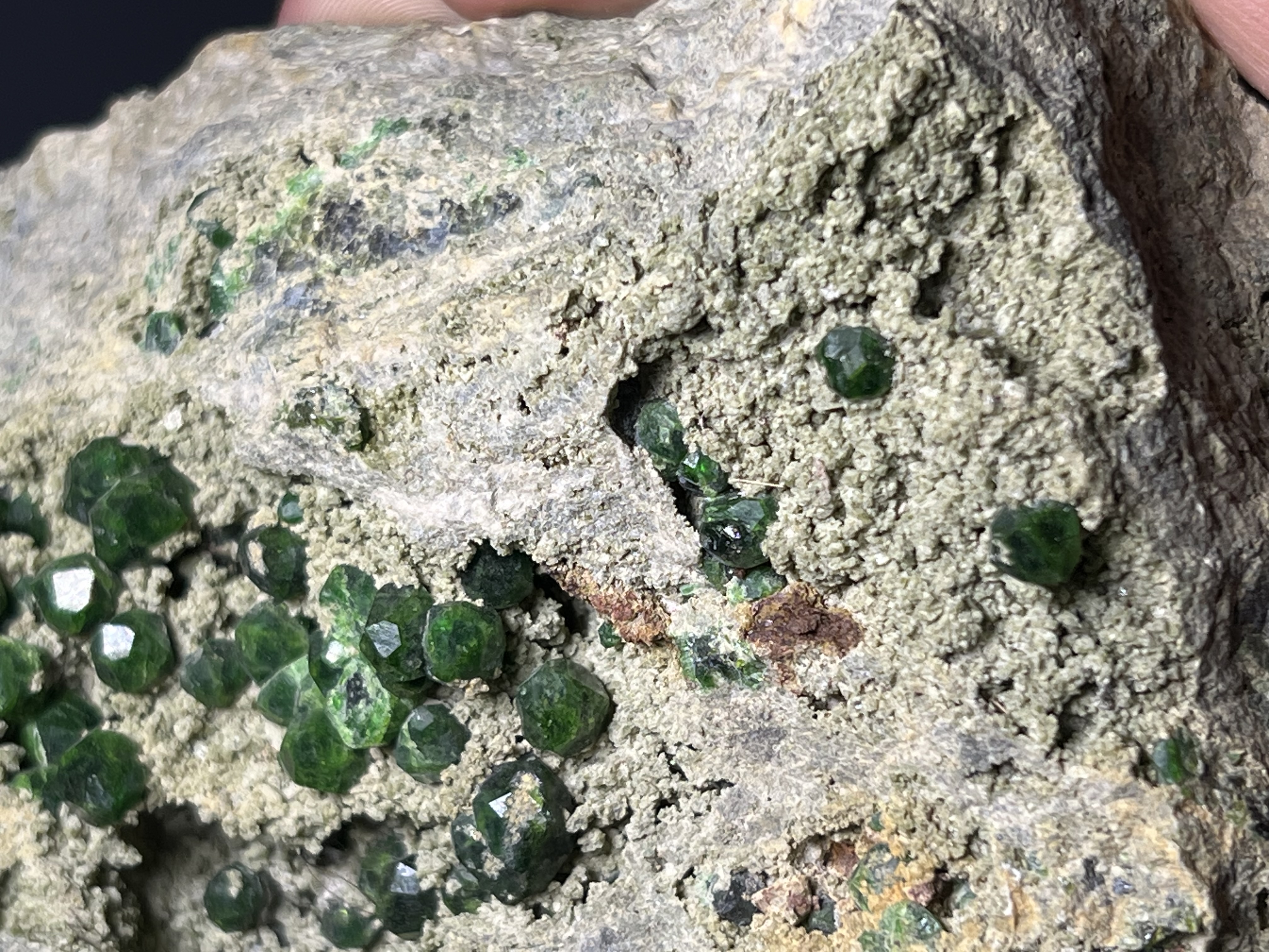 Green Demantoid Garnet On Matrix - Russia