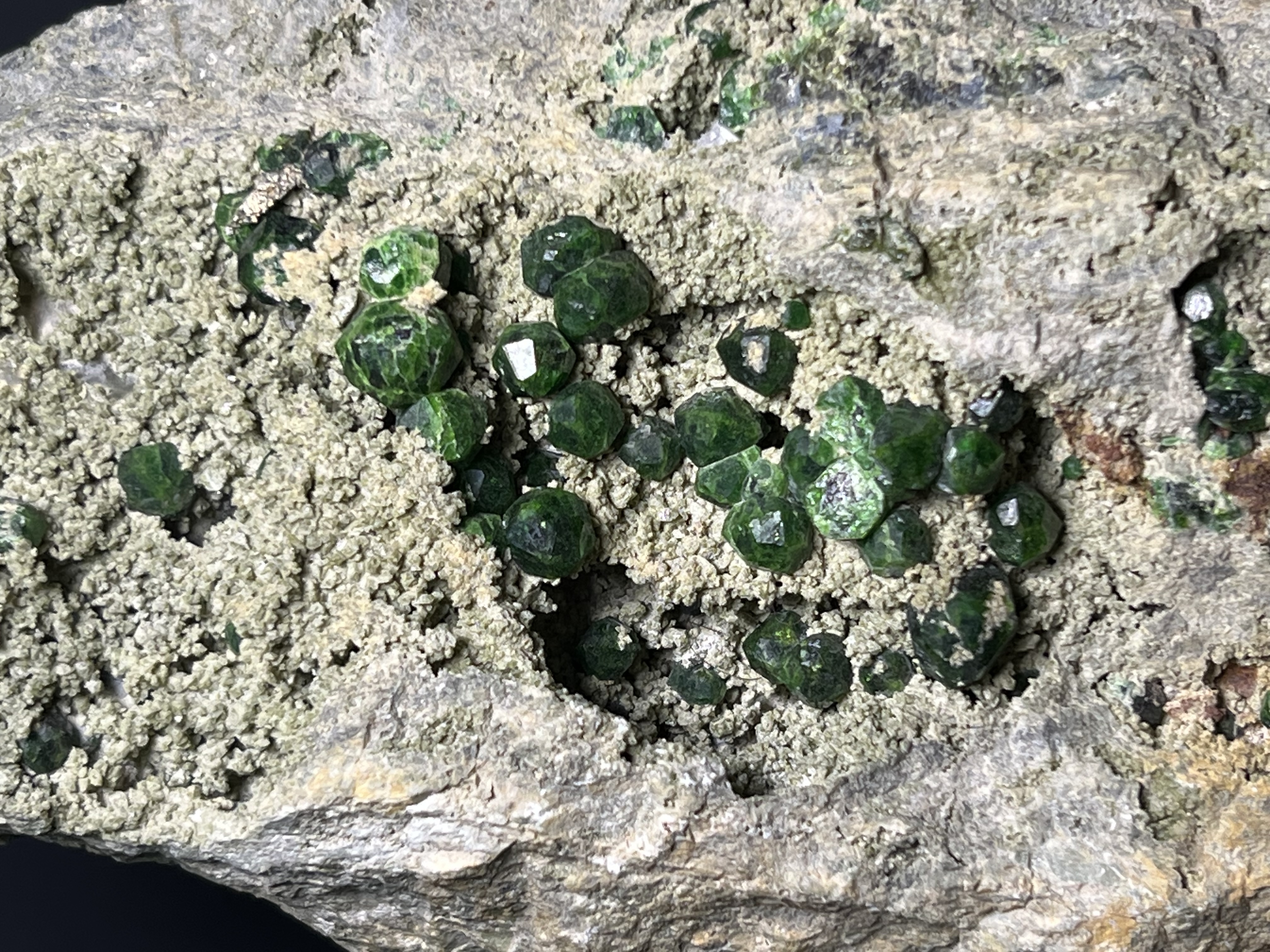 Green Demantoid Garnet On Matrix - Russia