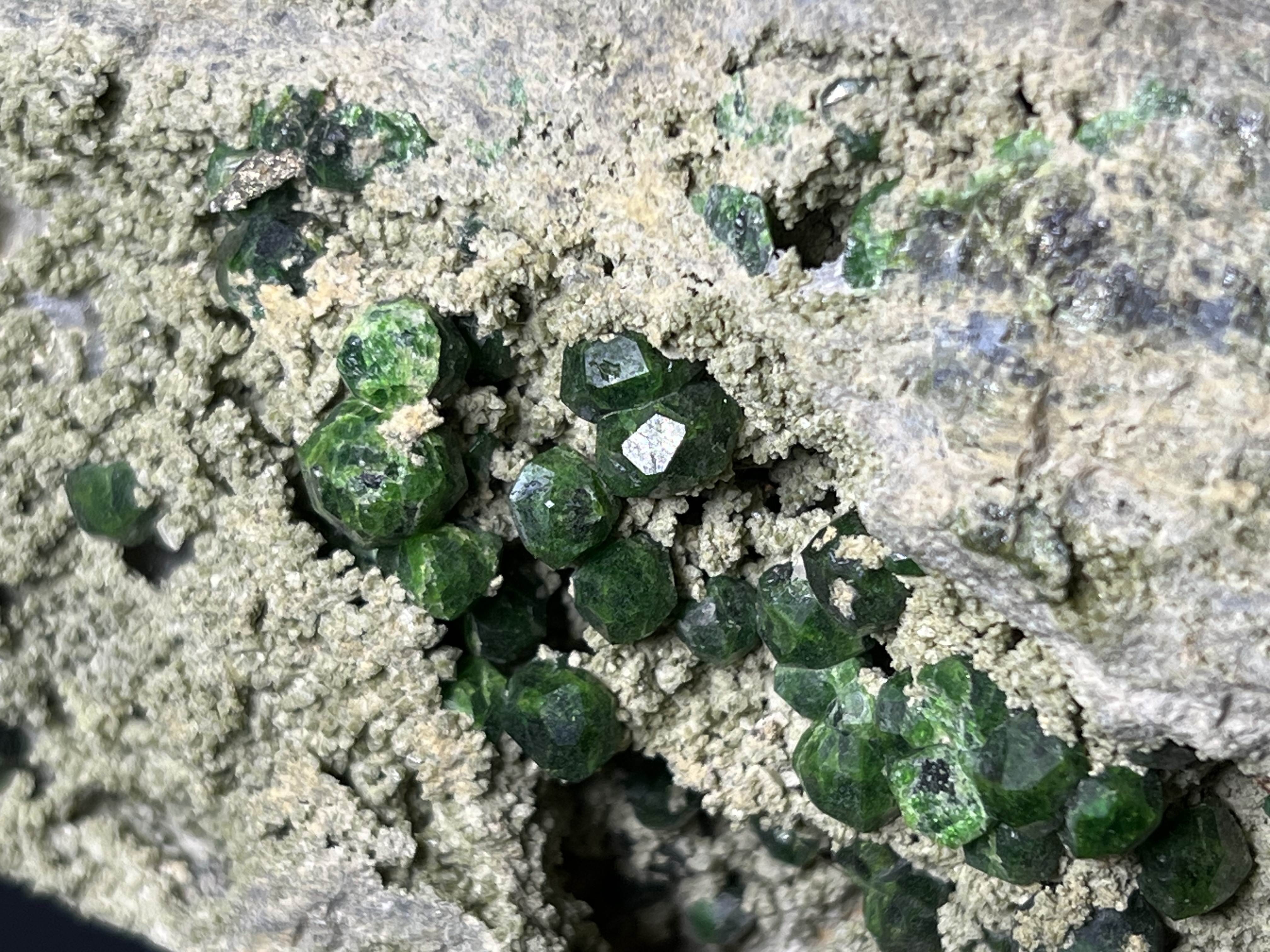 Green Demantoid Garnet On Matrix - Russia