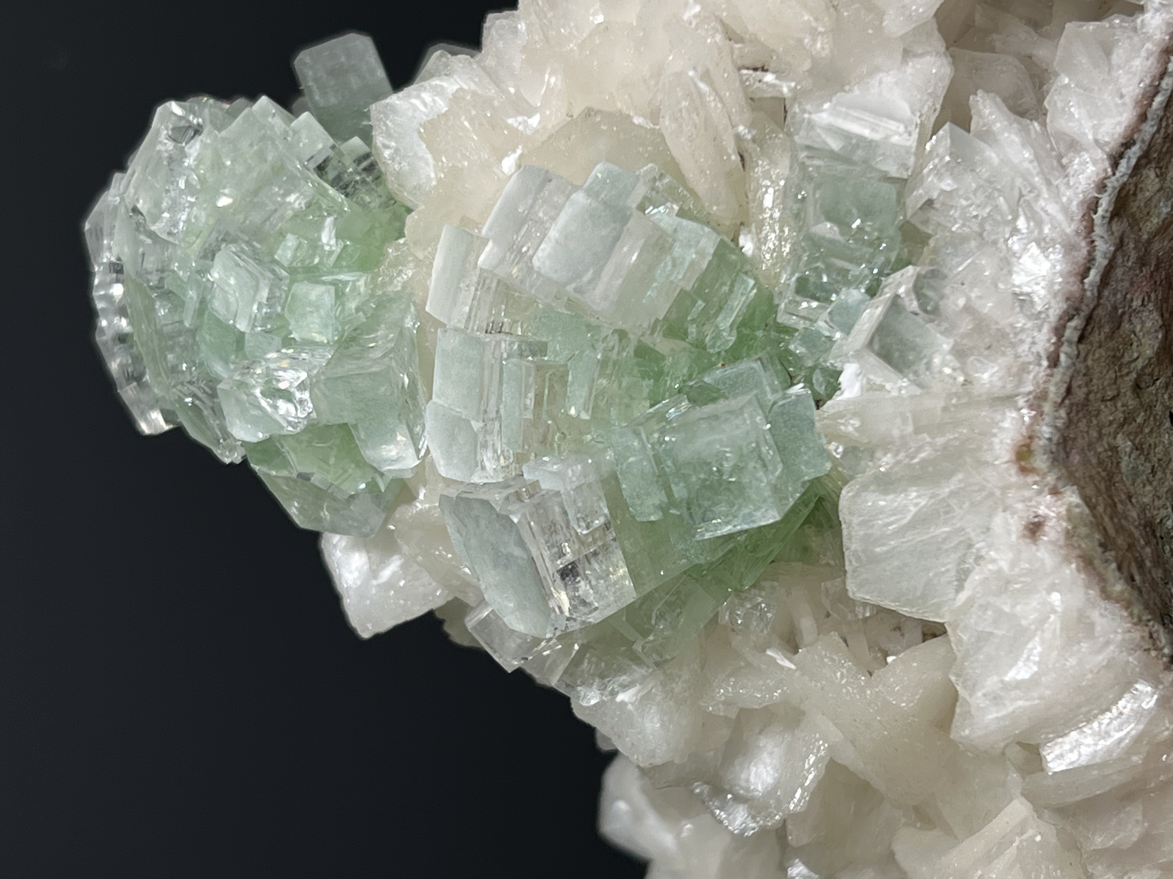 Museum Grade, Discoball Fluorapophyllite And Apophyllite With Stilbite - India