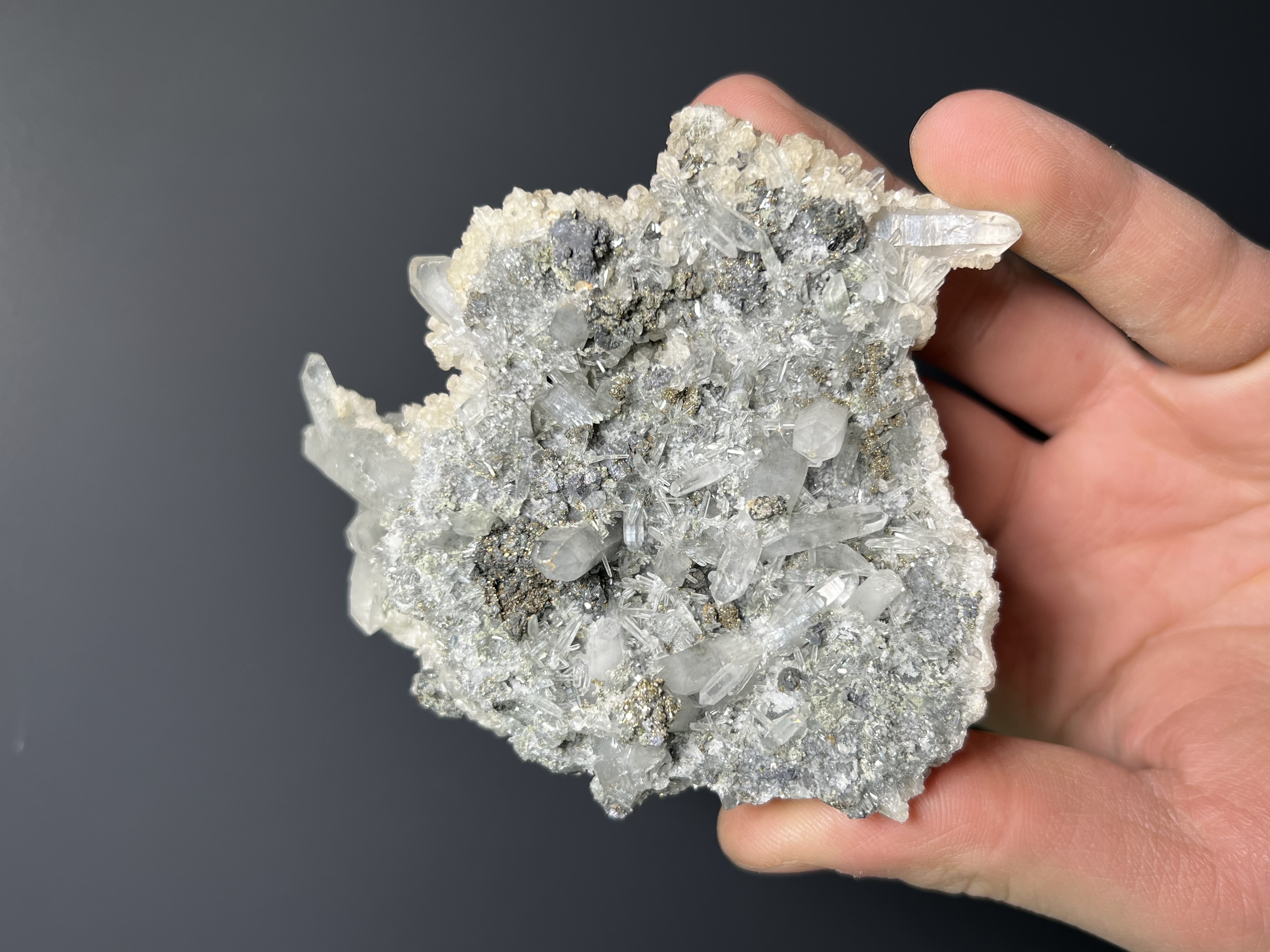 Calcite, Galena And Pyrite With Crystal Quartz - Turkey