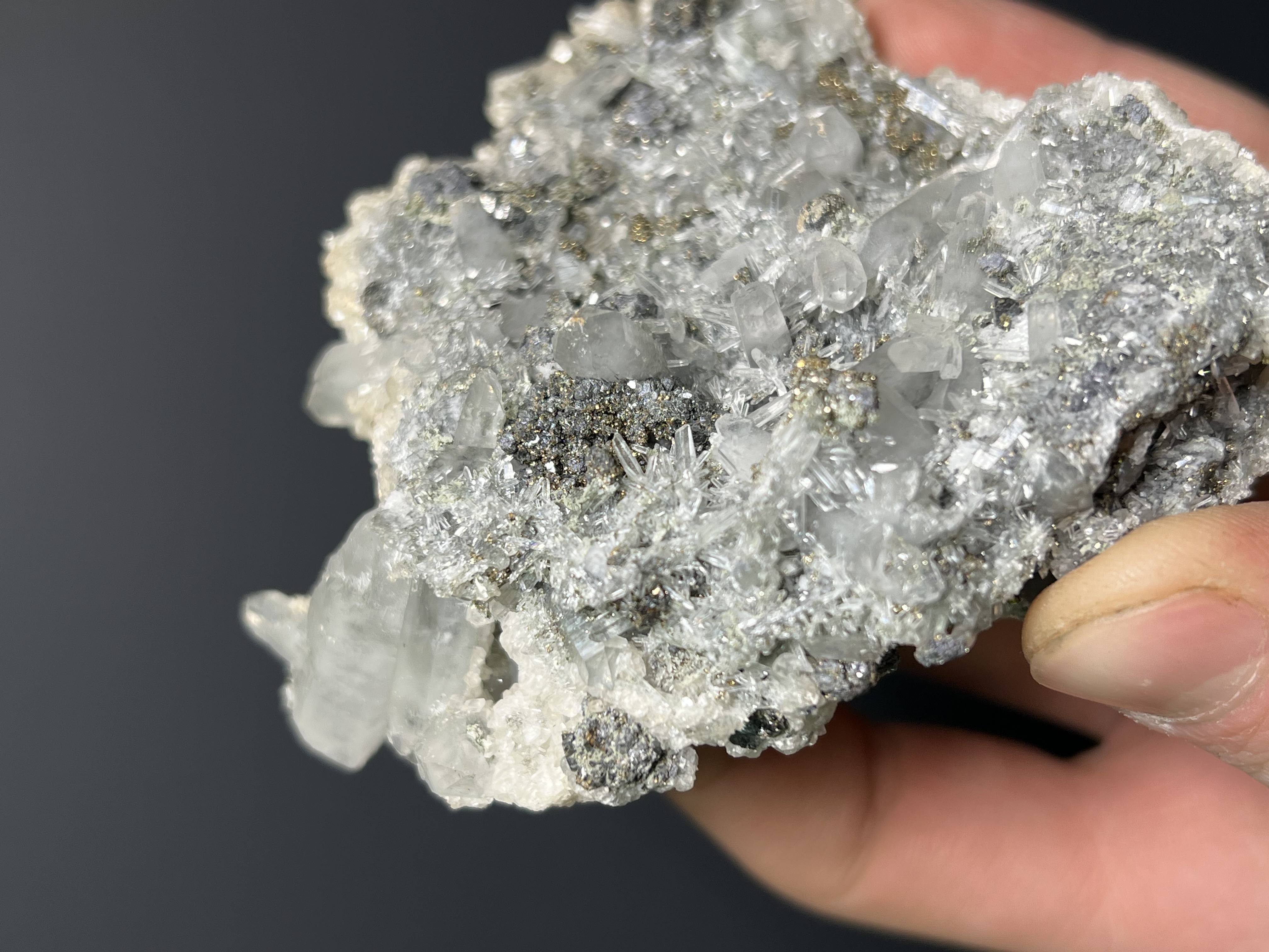Calcite, Galena And Pyrite With Crystal Quartz - Turkey