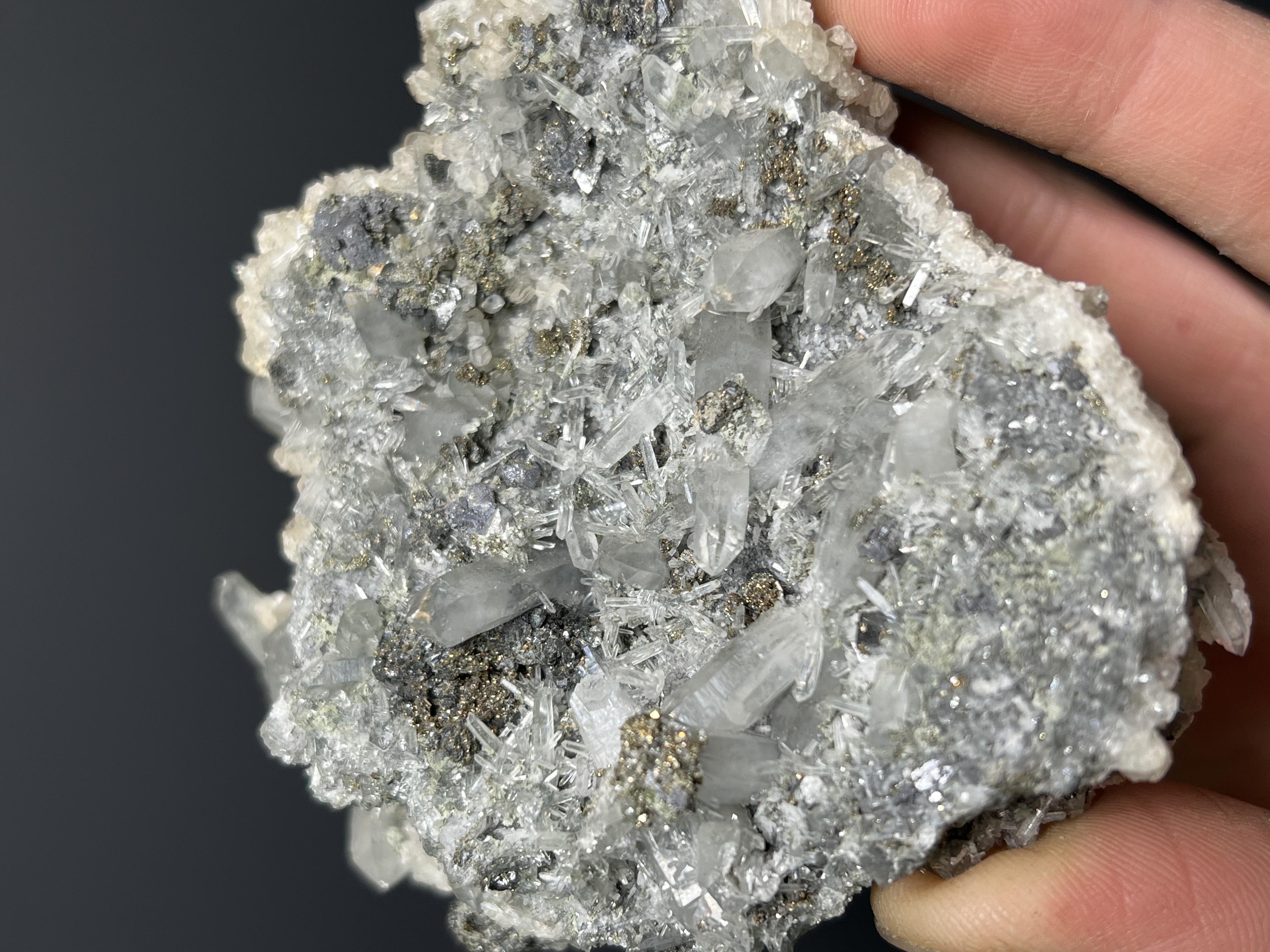 Calcite, Galena And Pyrite With Crystal Quartz - Turkey