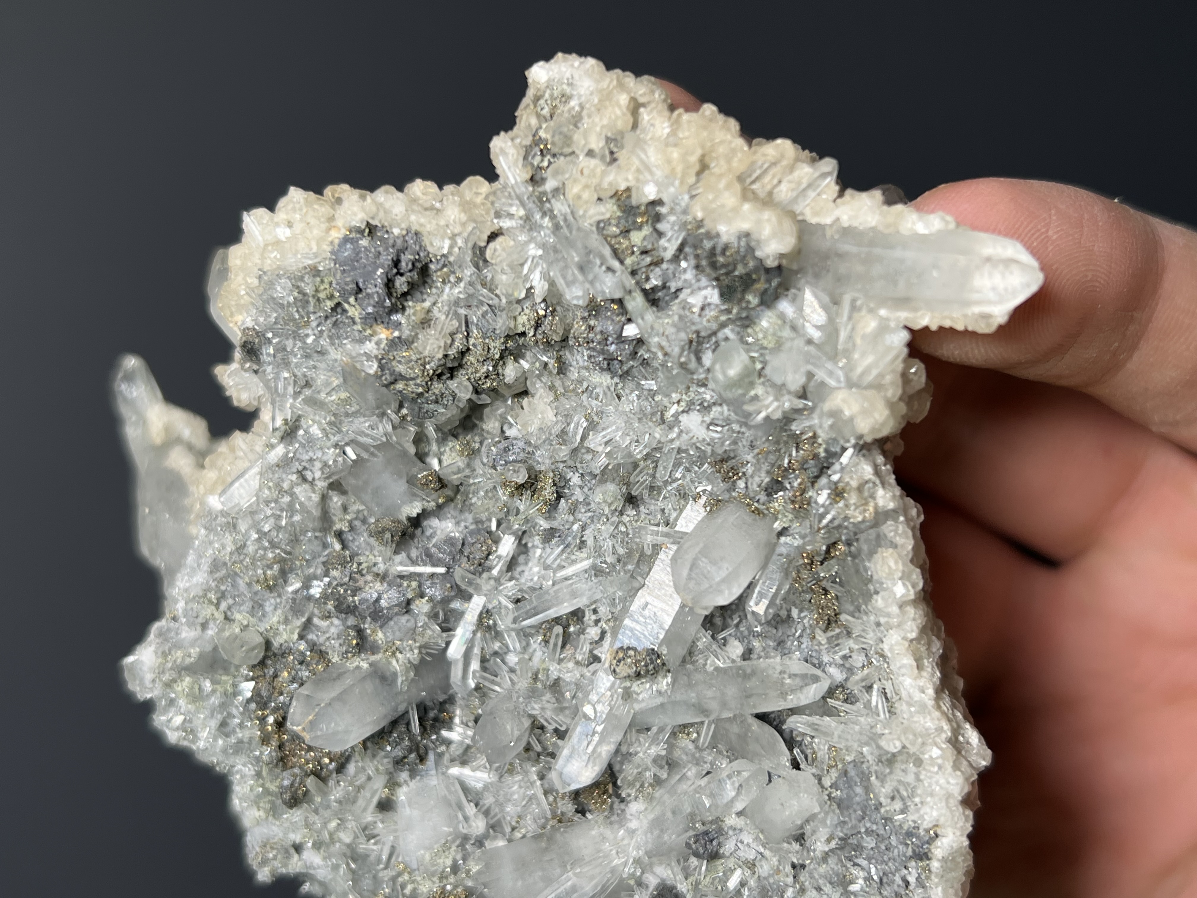 Calcite, Galena And Pyrite With Crystal Quartz - Turkey